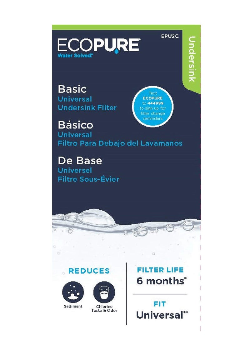 EcoPure Basic Universal Under Sink Replacement Filter (EPU2C) | NSF Certified | Universal Fit | 6-Month Filter Life - Image 4